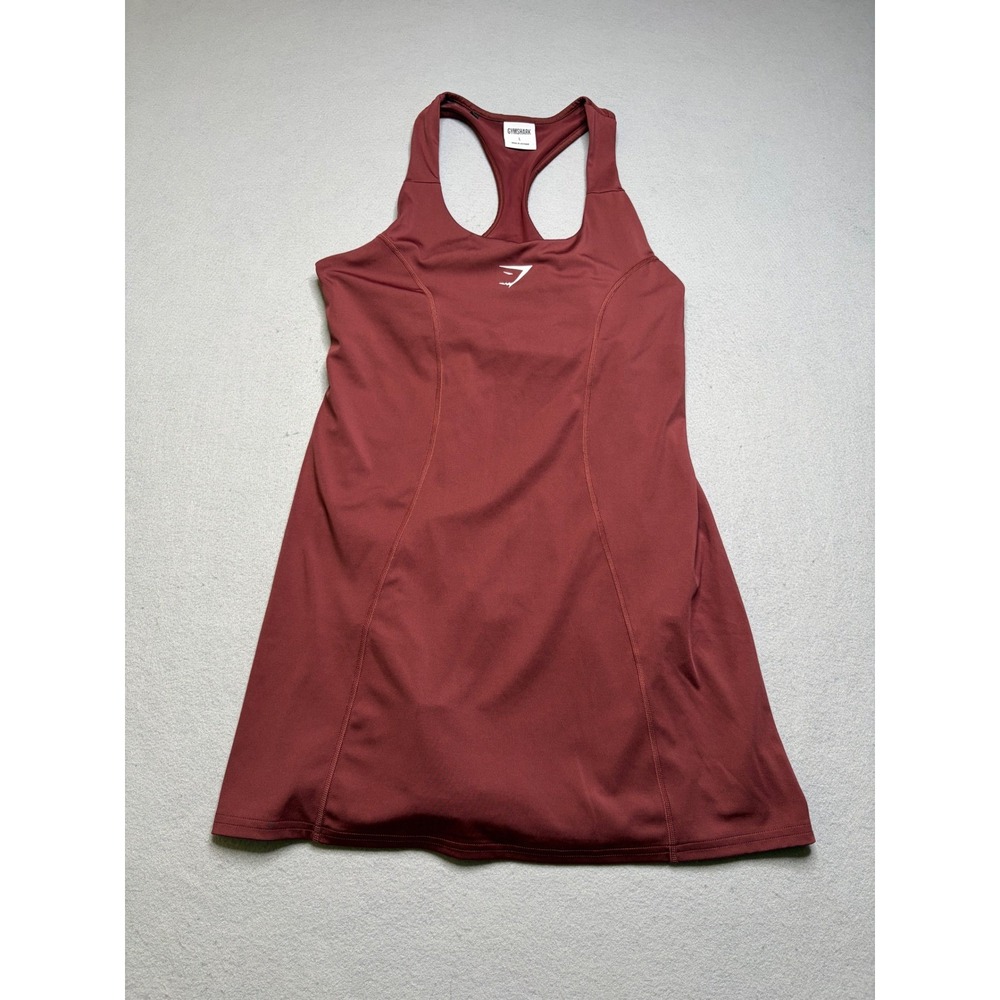 Gymshark Court Dress Womens L Burgundy Maroon Racerback Built-in Shorts Active